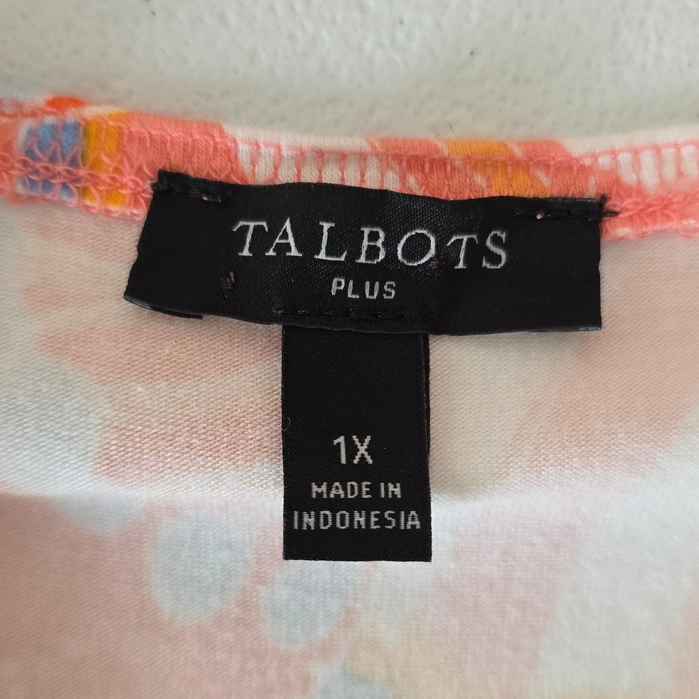 Talbots Womens 1X Floral Sleeveless Twist Back Keyhole Dress Multi Color Cotton - Picture 9 of 10